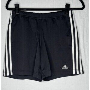 Adidas Boys Youth Black White Stripe Climalite Shorts Size S 5.5 in Inseam